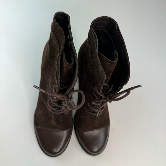Franco Sarto Ozzie Dark Brown Suede Leather Lace Up Cap Toe Ankle Boot - Picture 13 of 15